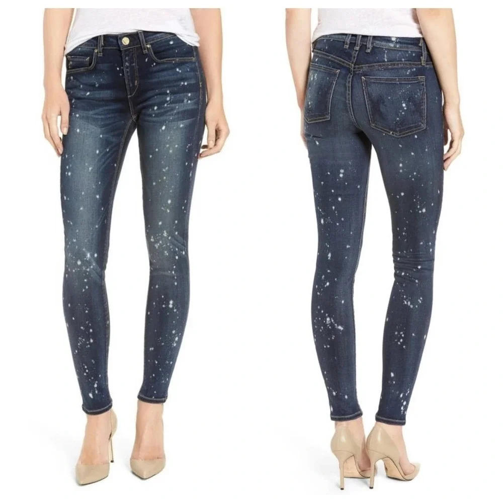 Mcguire Newton Splatter Skinny Jeans In Dark Wash Blue Size Us 25